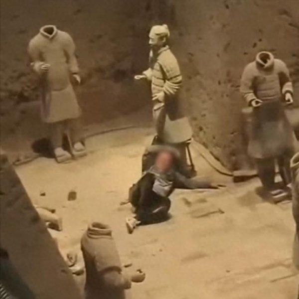 中金策略 秦始皇兵马俑博物馆内一男子掉进俑坑中 警方介入