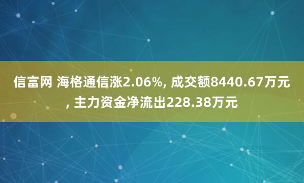 信富网 海格通信涨2.06%, 成交额8440.67万元, 主力资金净流出228.38万元